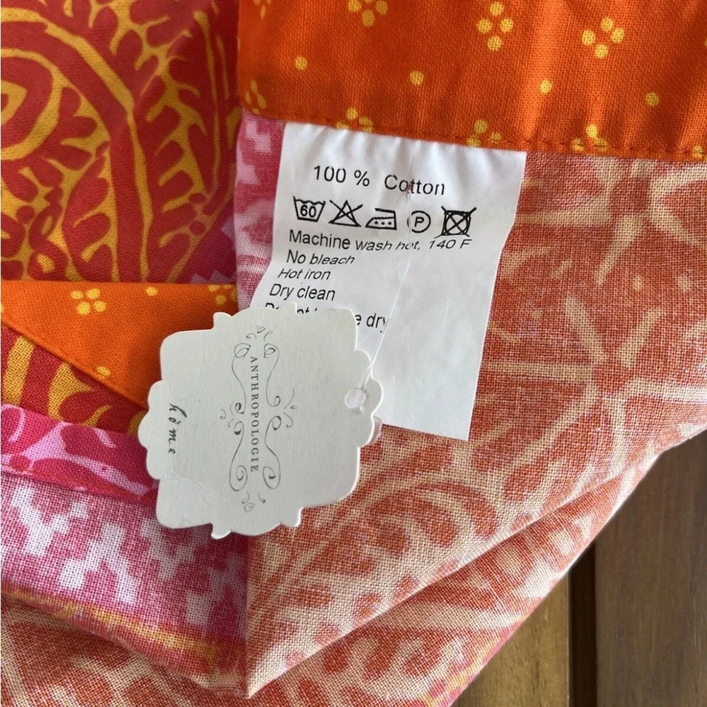 Marimekko Anthropologie Waist Apron Retro 50s 60s Red Orange Pink Pocket Kitchen